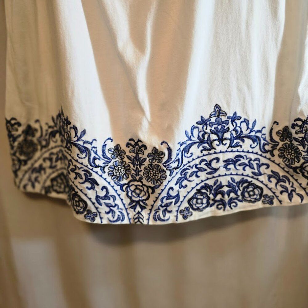 INC COTTON BLEND OFF SHOULDER CAMISOLE WHITE TOP BLUE EMBROIDERY SIZE MEDIUM - Picture 4 of 9